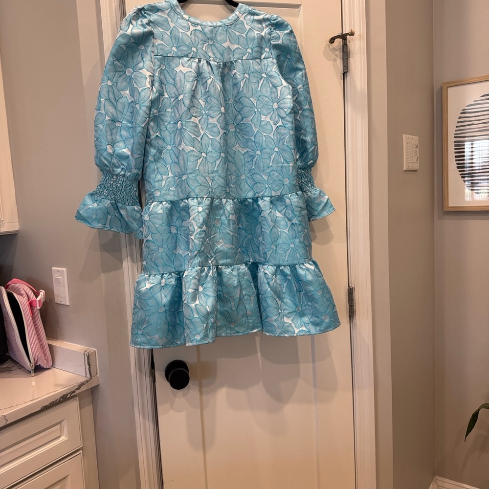 NWT Tuckernuck Pomander Place Blue Daisy Jacquard Kenzo Dress- Small - Picture 8 of 9